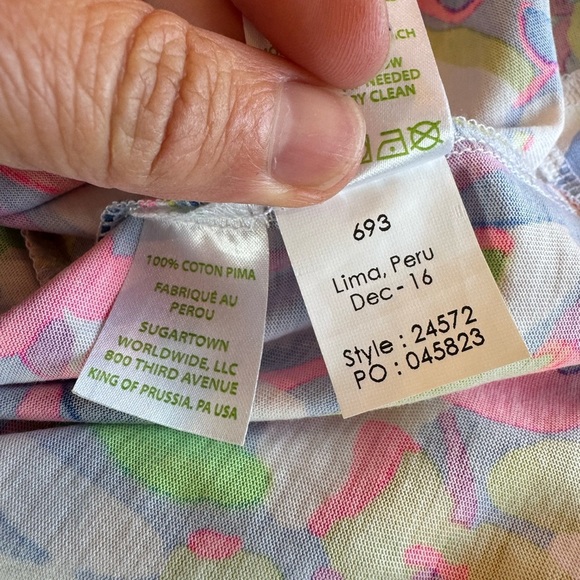 Lilly Pulitzer Colorful Floral Quarter Sleeve Pima Cotton Tee Dress / small - Picture 10 of 10